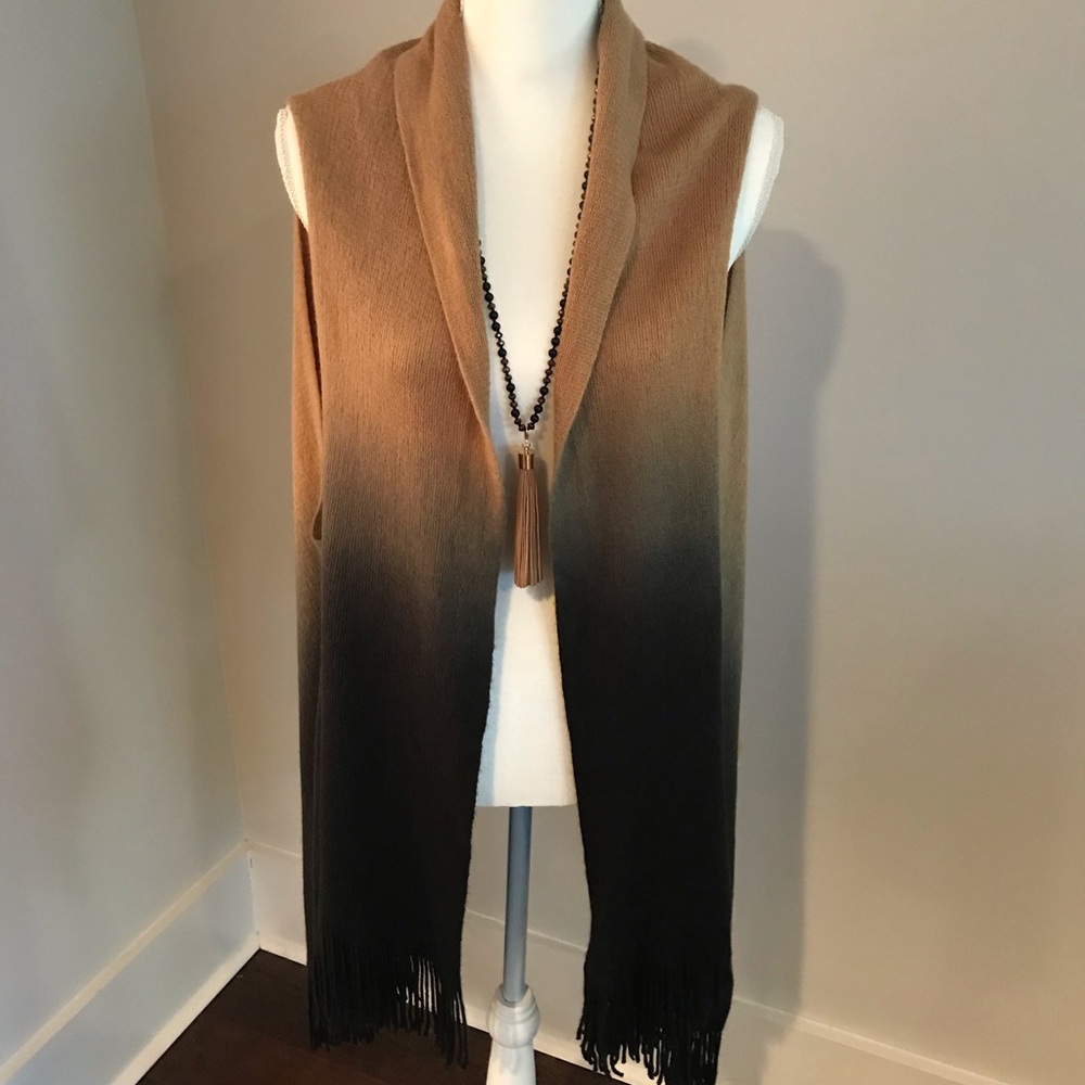 🆕 Long Open Front Sleeveless Ombré Duster Vest - Picture 2 of 4